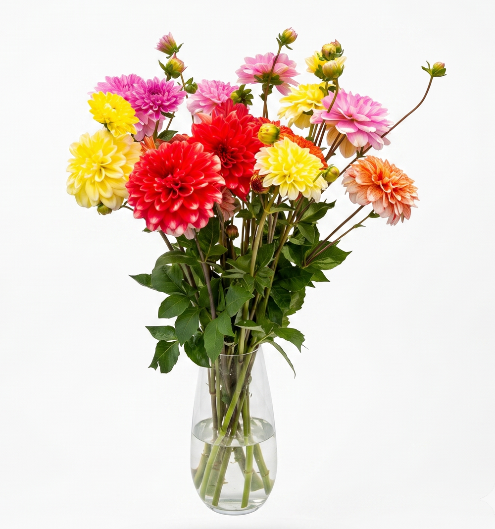 Dalias en jarrón para decorar