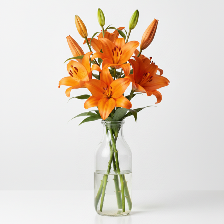 Lirio Naranja |Envío Gratuito| en jarrón para decorar