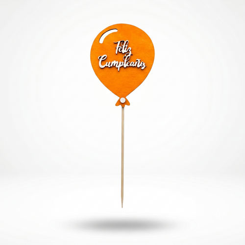Topper Feliz Cumpleaños · Globo de madera